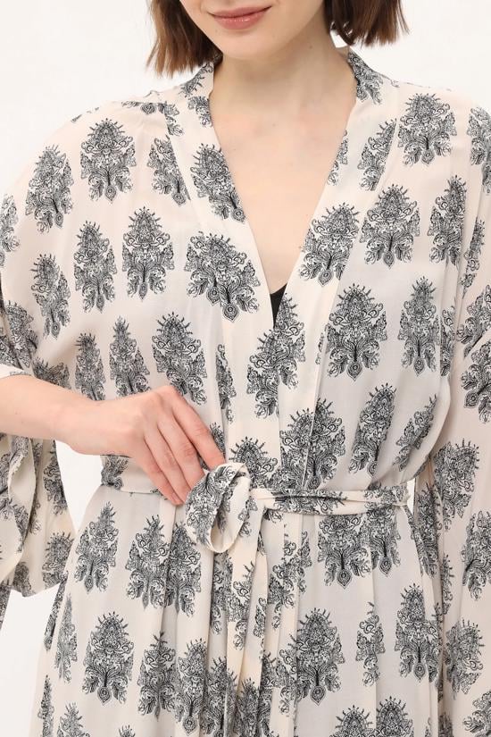 Erkek genel Jap Kimono Long - Cream Paisley